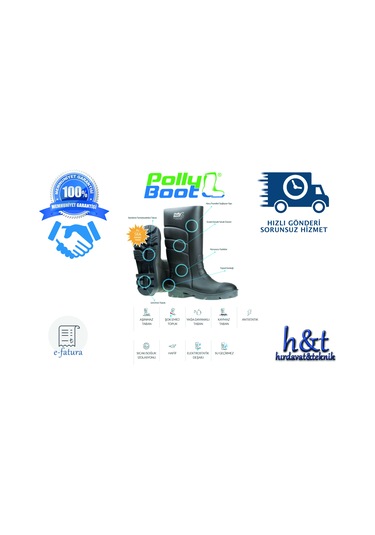 Pollyboot Galaxy Vega Pu Çizme Uzun Polly Boot "Çelik Burunsuz"