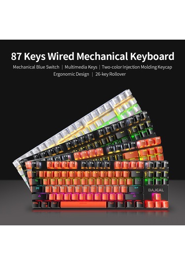 Geeksen Bajeal 87 Tuşlu Rgb Aydınlatmalı Mekanik Oyun Klavyesi - Mavi Switch İle Konforlu Yazım Deneyimi