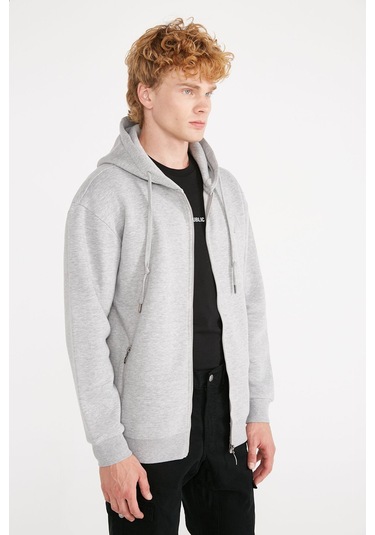 Jp Basıc Full Zıp Sweatshırt Hoodıe Gri