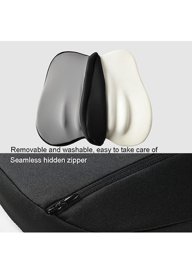 Tongxida Araba Hafızalı Köpük Boyun Yastığı İpek Yastık Araba Koltuğu Servikal Yastık, Bel Pedi Gri