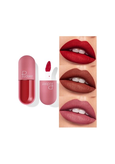 Mini Kapsül Mat Sıvı Ruj Su Geçirmez Kırmızı Kadife Dudak Makyaj Dövme Uzun 908 Pembe