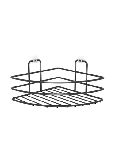 Kendiliğinden Yapışkanlı Montaj Gerektirmeyen Tek Katlı Banyo Askı Köşe Şampuanlık Siyah 5365 Çok Renkli