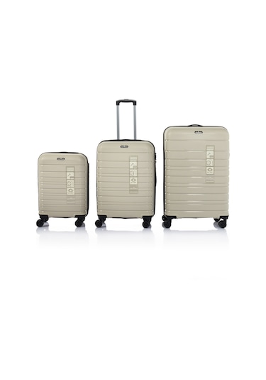 Hotowa Gold Pp Valiz 8010 Ekru Tsa Kilitli Üçlü Set Beyaz