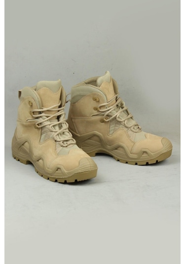 Pars Power Mid Hakiki Nubuk Deri Su İtici Özellikli Askeri& Polis Outdoor Tactical Kısa Bot-10982-kum Kum