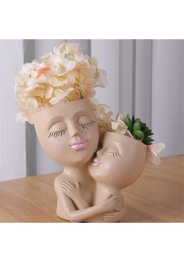 Ulzyvf Yüz Vazo Saksısı Saksısı Saksıları Reçine Kızlar Kadın Hava Ev Etli Dekorasyonu Çiçek Çiçek Baş Bahçe Aşk Anne Açık Jv