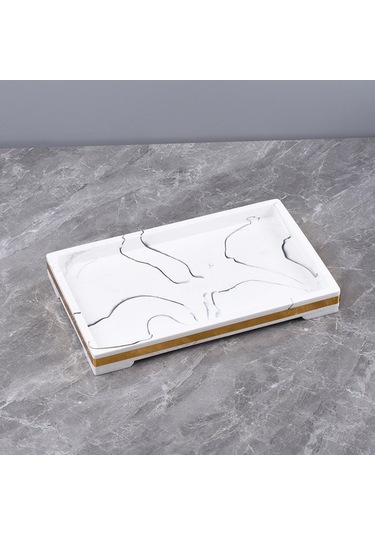 Pazly Vanity Tepsisi Tepsi Suntek Mutfak Mermer Dekoratif Beyaz Banyo Uy Beyaz
