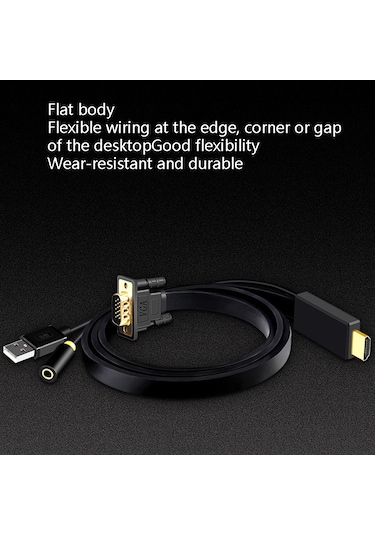 Sones 5m Jh Hv10 1080p Hdmı - Vga Kablosu Projektör Tv Kutusu Bilgisayar Dizüstü Bilgisayar Endüstriyel Ekran Adaptör Kablosu