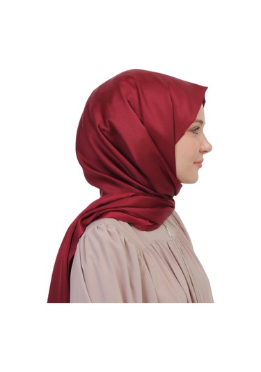 Çift Taraflı Düz Jakar Şal Parlak & Mat Dokulu, Özel Gün Şalı, Düz Renk Bordo