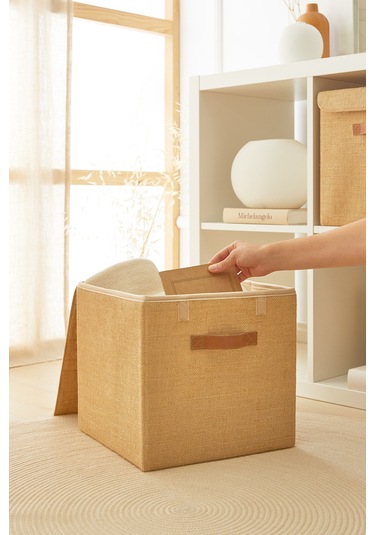 Ocean Home Textile Jüt Kapaklı Kutu 30 x 30 x 30 cm