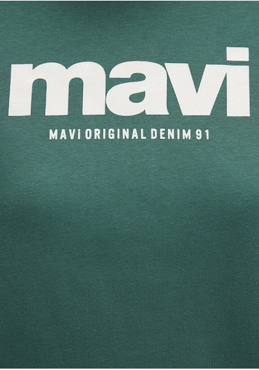 Mavi - Mavi Logo Baskılı Yeşil Kapüşonlu Sweatshirt 168334-71874 Yeşil