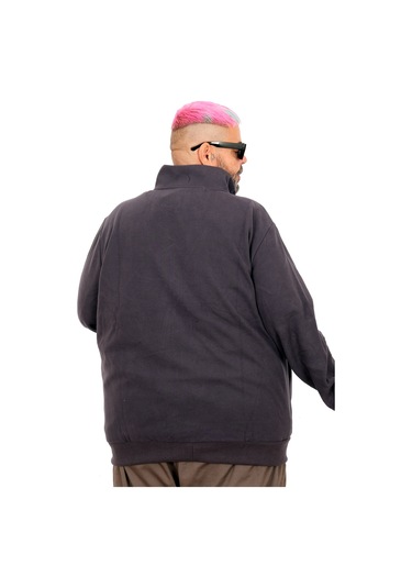 Mode Xl Erkek Büyük Beden Hırka Fermuarlı U24442 Füme