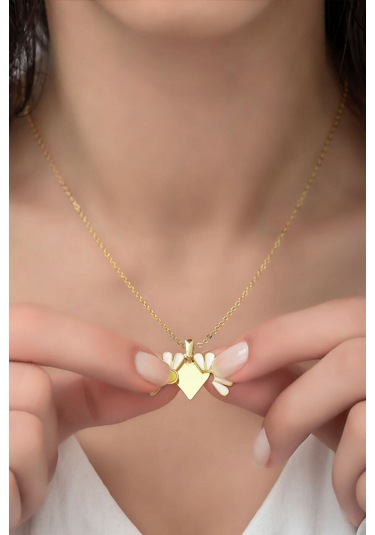 Ervanur Altın Kaplama Kalpli Açılır Papatya Kadın Kolye Altın