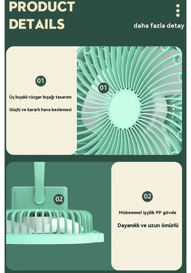 Usb Masaüstü Fanı Şarj Edilebilir Döngü Yüksek Rüzgar Fanı 000-beyaz