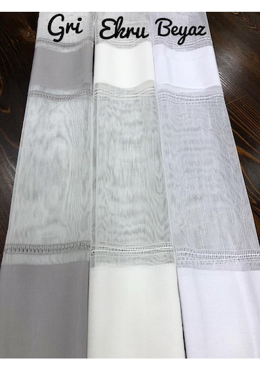 Tül Perde Derin Desen Armür Düz Enine Hizalı Beyaz