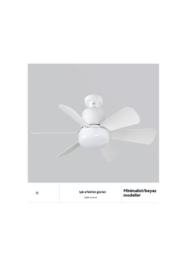 Aurora Fan Lambasıgüçlü Tonluışık Sessiz Beşyapraklı Küçük Tavan Vantilatörülambası Beyaz