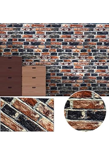 10 Adet Nw61 Tuğla Desenli Arkası Yapışkanlı Duvar Kağıdı Paneli