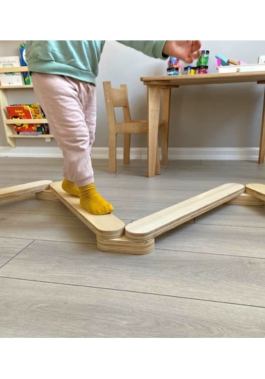 montessori denge yolu - portatif ahşap denge yolu