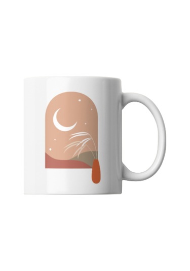 Bohem Tasarımlı Kupa Unisex Porselen Kupa Beyaz, Renkli 8x10cm Beyaz