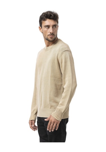 Cp289 Erkek Yuvarlak Yakalı Pamuklu Örme Kazak Stone