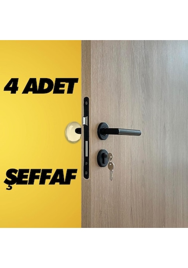 Yapışkanlı Kapı Stoperi Kapı Kolu Çarpma Engelleyici Şeffaf 4adet