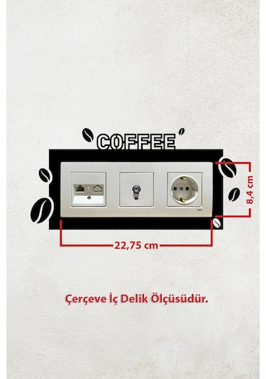 Coffee Kahve Tasarım 3lü Priz Çerçevesi İç Ölçü 22,75x8,4 Cm Üçlü Dekoratif Çerçeve - Kahve Kosesi