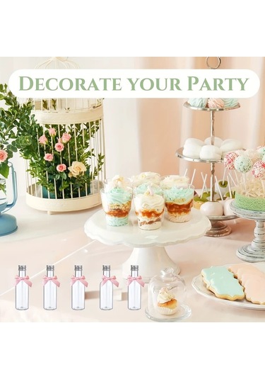 Willowhaven Golden 36 Parça 50 Ml Kapaklı Şeffaf Plastik Mini Likör Şişeleri