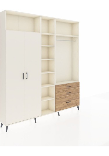 Arges Dolap 9 Raflı 3 Çekmeceli 2 Askılı 220x30x243 Aytaşı-aytaşı/çam Aytası/atlas Çam