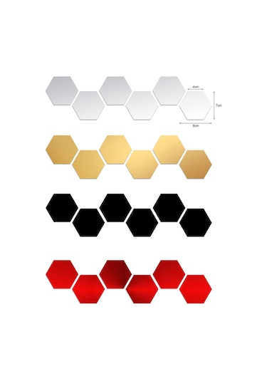 Youmex 32 Adet Akrilik Hexagon Ayna Duvar Sticker - Dıy Ev Dekorasyonu - Çocuk Odası/yatak Odası/banyo Uygun - Gümüş Renk - 8x7x4cm Gümüş