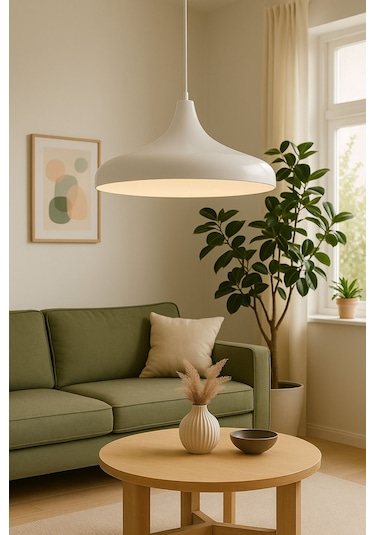 Aura Metal Tekli Beyaz Sarkıt Avize Retro Rustik Model Avize