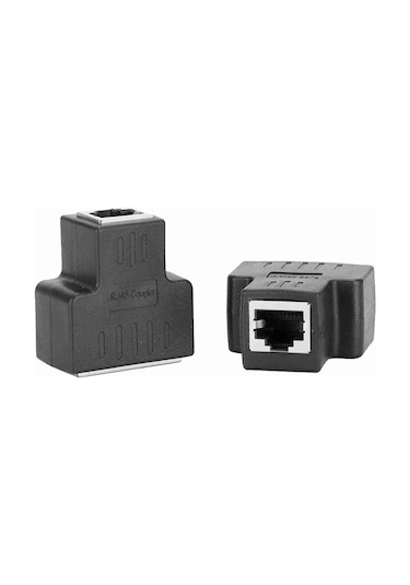 Fosenze Siyah 1 Giriş 2 Çıkış Rj45 Ethernet Kablosu Adaptörü, Ağ Genişletici Ayırıcı, Sabit Sinyal, Plug & Play, Evrensel Uyumlu 2 Adet