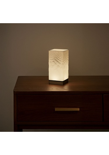 Fibrika Store Modern Dokulu Geometrik Masa Lambası Beyaz