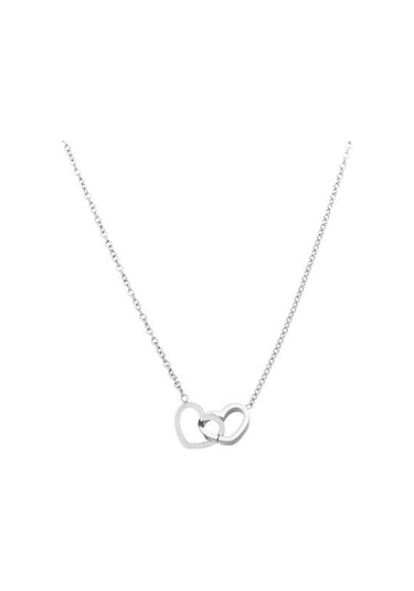 Çift Kalp Kolye Oyuk Kalp Kolye Zincir Kolye Sevgililer Günü Doğum Günü Yıldönümü Gümüş