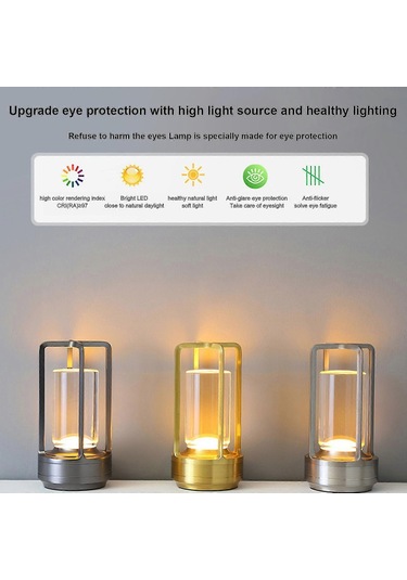 Lumison Kristal Fener Masa Lambası, Lumison Kristal Lamba, Taşınabilir Metal Masa Lambası, 3 Renkli Şarj Edilebilir Kablosuz Led Lamba, %100 Yeni Siyah Diğer