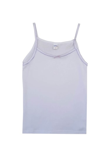 Seher Yıldızı İp Askılı Penye Pamuklu Kız Çocuk Atlet 6'lı - Beyaz