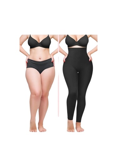 Lazer Kesim 2 Beden Incelten Hayalet Korseli Yüksek Bel Tayt SiYAH