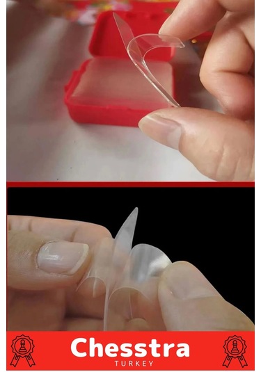 Süper Güçlü Kolay Çıkarılabilir İz Bırakmayan Çift Taraflı Kutulu Nano Şeffaf 60 Parça Bant 5 Adet