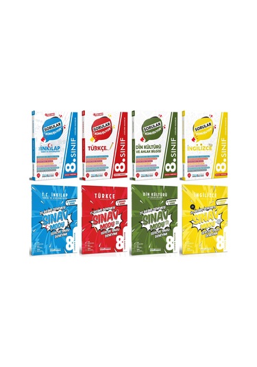 Pruva Akademi 8. Sınıf İnkılap + Türkçe + Din + İngilizce Soru + Deneme Seti 8 Kitap 2023