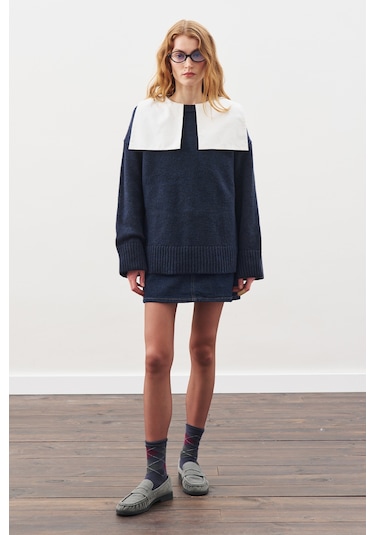 Chunky Oversıze Kazak Lacivert Lacivert