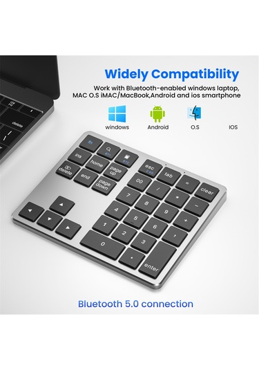 2.4g Bluetooth Sayısal Tuş Takımı Ultra İnce Kablosuz Sayısal Tuş Takımı Siyah