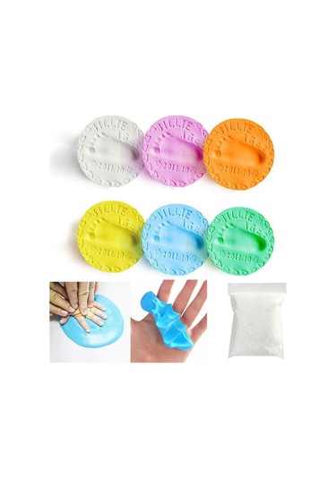 20g Bebek Bakımı Hava Kurutma Yumuşak Kil Bebek El İzi Ayak İzi Kiti Döküm El Parmak İzi