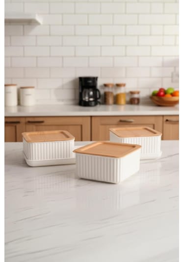 Atbyhome Valverdi - 3'lü 7 Parça Kahvaltılık Kahvaltı Seti Sunum Seti Beyaz