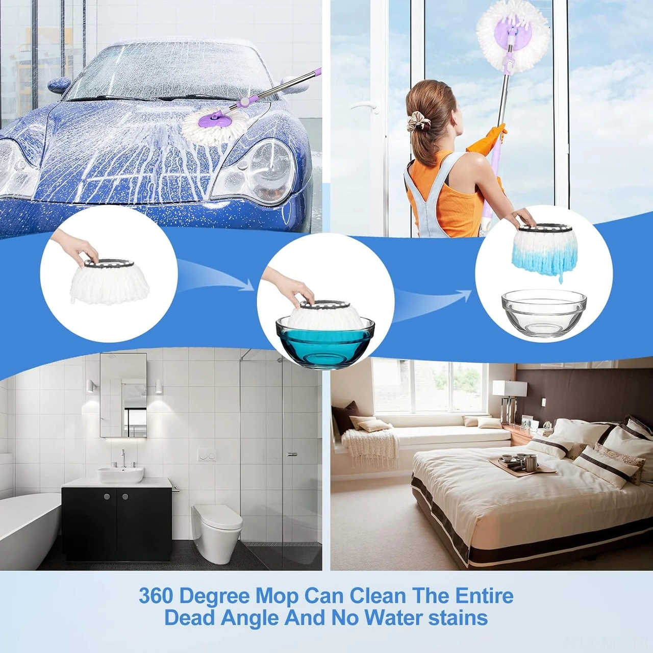 Mufunye 16cm Mikrofiber Döner Mop Yedek Kafa - 360 Derece Temizleme, Tüm Yüzeyler İçin, Makine Yıkama Uygun, 1 Adet