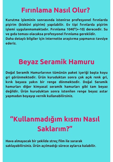 Beyaz Seramik Hamuru, Doğal Oyun Hamuru, Kil Çamuru 2 Kg 2000 Gr Ebeşuar Seti