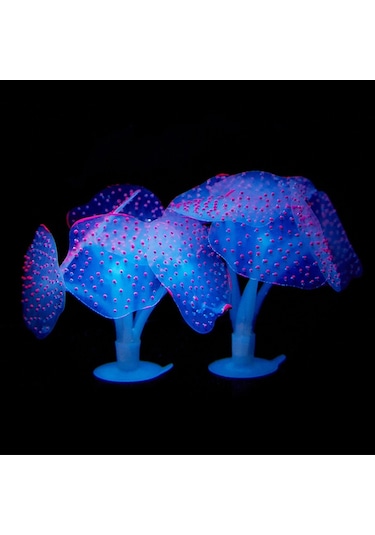 Sones Akvaryum Ürünleri Dekorasyon Silikon Simülasyon Floresan Vantuzlu Denizanası, Boyut: 10 10 9cm Pembe