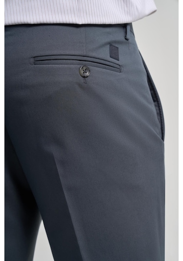 İmza Koyu Antrasit Esnek Yandan Cepli Slim Fit Classic Pantolon 1003250106 Koyu Antrasit