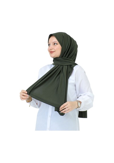 Şal Zarif Başörtüsü Eşarp Tesettür Giyim Uzun Abiyelik Haki