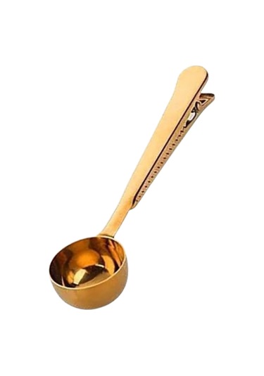 Büro Ev Ofis Mutfağı İçin 17cm Golden Çelik Mandallı Kahve Ölçü Kaşığı Gri