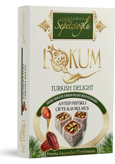 Antep Fıstıklı Çifte Kavrulmuş Lokum Hurma Sulu 240g