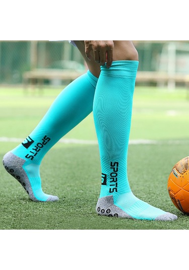 Konesam Uzun Bilekli Antibakteriyel Spor Çorabı: Kayma Önleyici, Ter Emici, Erkek-kadın Üniversal Futbol Basketbol Yoga Mavi