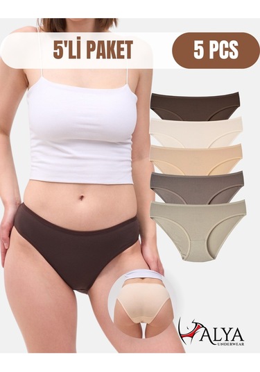 Alya Underwear Kadın Pamuklu Hipster - Slip Külot 5 Farklı Renk 1 Pakette Multicolor-p20